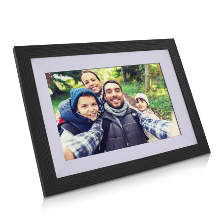 InLine WiFRAME 2 55821H Cadre photo numérique avec 3 cadres amovibles en bois de noyer WiFi 10,1" avec fonction tactile 1920 x 1