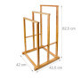 Relaxdays Porte-Serviettes sur pied support 3 Barres HxlxP : 82,5 x 42 x 42,5 cm en bambou salle de bain serviteur de chambre, n