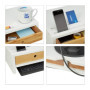 Relaxdays Support moniteur bambou, Rehausseur écran 2 tiroirs compartiments, Support HLP 14 x 60 x 30 cm, blanc/nature