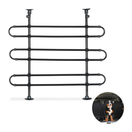 Relaxdays 10025123 Grillage Voiture, de Protection Chien, Grille de Séparation Universel, réglable en Hauteur,Largeur, Acier, Pl