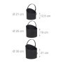 relaxdays Seau à pellets, Jeu de 3, poignée et Anse Rabattable, 21, 25 et 30 cm, en métal, Accessoire de cheminée, Noir