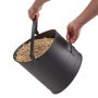 relaxdays Seau à pellets, Jeu de 3, poignée et Anse Rabattable, 21, 25 et 30 cm, en métal, Accessoire de cheminée, Noir