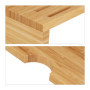 Relaxdays Support de Moniteur, Bambou, rehausseur écran Bureau, 7 Compartiments, Dessous PC, HLP 8,5x60x30 cm, Naturel