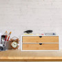Relaxdays Boîte à tiroirs, Bambou et MDF, Mini-Commode 2 Compartiments, HxLxP : 14x33x21 cm, Organiseur, Nature/Blanc