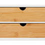 Relaxdays Boîte à tiroirs, Bambou et MDF, Mini-Commode 2 Compartiments, HxLxP : 14x33x21 cm, Organiseur, Nature/Blanc