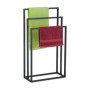Relaxdays Porte-Serviettes, 3 Barres, Acier, H x L x P : 82,5 x 46 x 21 cm, Support sèche-draps de Bain à Poser, Noir