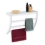 Relaxdays Porte-Serviettes Mural, HxLxP: 44 x 56,5 x 23 cm, Tablette & 3 Barres, Support Serviettes Salle de Bain, Blanc