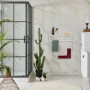 Relaxdays Porte-Serviettes Mural, HxLxP: 44 x 56,5 x 23 cm, Tablette & 3 Barres, Support Serviettes Salle de Bain, Blanc