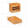 Relaxdays Organisateur Bureau, 2 tiroirs, 5 Compartiments, HxLxP: 26,5 x 33 x 24 cm, Bambou, Espace de Travail, Nature