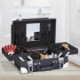 Relaxdays Mallette à Maquillage, pour cosmétiques, Vernis à ongle, Miroir, HxLxP : 12,5 x 31 x 23 cm, Vide, Noir - Blanc