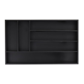 Relaxdays Bac à couverts, 6 compartiments, H x L x P : 5 x 46 x 28 cm, organiseur tiroirs, range-couverts bambou, noir