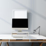 Relaxdays Support pour Moniteur, Rangement supplémentaire, Design Moderne, pour Le Bureau, HLP 14,5x54x25,5 cm, Blanc