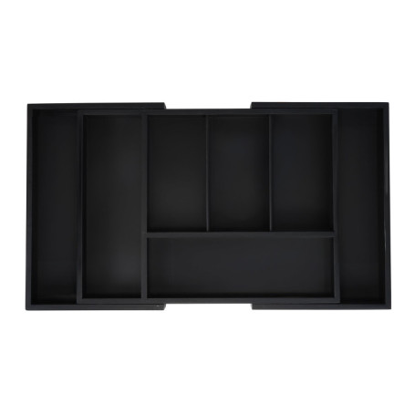 Relaxdays Range-Couverts, Extensible, 5 à 7 Compartiments, Organiseur pour Le tiroir, Bambou et MDF, Noir