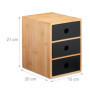 Relaxdays Organisateur Bureau, 3 tiroirs, Bambou & MDF, HxLxP : 21x15x20 cm, Rangement pour ustensiles, Nature - Noir