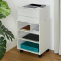 Relaxdays Caisson de Bureau, 4 Compartiments Ouverts, roulettes, H x L x P : 49 x 40 x 30 cm, Blanc