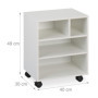 Relaxdays Caisson de Bureau, 4 Compartiments Ouverts, roulettes, H x L x P : 49 x 40 x 30 cm, Blanc