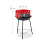 Relaxdays Barbecue Charbon de Bois tripode, Ø 42 cm, Grill Rond sur 3 Pieds, Protection Contre Le Vent, Noir/Rouge