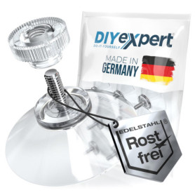 DIYexpert® 4 x ventouses Ø 30 mm avec filetage M4x10mm avec écrous moletés transparent - Fabriqué en Allemagne