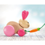 Selecta 62023 Lapin Hannah Hoppel, jouet à tirer, à roulettes, en bois, 13 cm