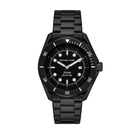 Michael Kors - Montre Maritime à trois aiguilles en acier inoxydable noir, pour homme, MK9181