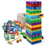 Jouets en Bois pour Enfants à partir de 3 Ans Tour à Bascule à empiler avec Motifs d'animaux Jouet éducatif de Tour avec 54 Bloc