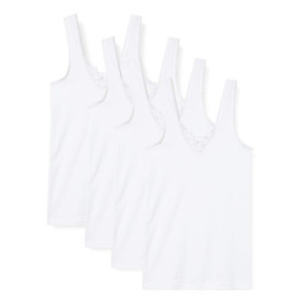 Lot de 4 débardeurs décorés de Dentelle - 100% Coton - certifié Oeko-Tex Standard 100 - Label -Confiance Textile- - Femme (44/46