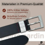 Pierre Cardin Mens leather belt/Mens belt, full grain leather belt XL with metal loop, black, Size: