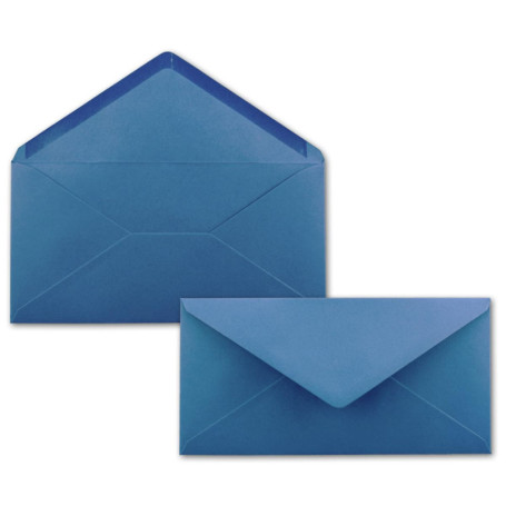 Lot de 25 enveloppes à lettre - Bleu roi - DIN long - 110 x 220 mm (11 x 22 cm) - Fermeture humide sans fenêtre - Idéal pour car