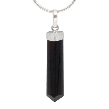 Lebensquelle Plus Tourmaline noire/pointe polie Schorl | Pendentif élégant en pierre précieuse | Capuchon en argent 925 + œillet