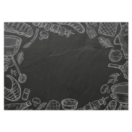 100 Sets de Table avec Motif Ardoise I Saison du Barbecue I DIN A3 carré I Set de Table en Papier I Design Moderne I Set de Tabl