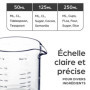 Praknu Verre Doseur en Verre - 50ml, 125ml, 250ml - Graduation Précise - Empilable - Résistant à la Chaleur & au Micro-ondes