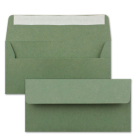 NEUSER PAPIER - Lot de 50 enveloppes en papier kraft - Format DIN long - Vertes - Fermeture adhésive - 11 x 22 cm - En papier re