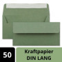NEUSER PAPIER - Lot de 50 enveloppes en papier kraft - Format DIN long - Vertes - Fermeture adhésive - 11 x 22 cm - En papier re