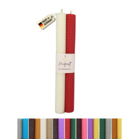 Wachsmann Lot de 2 bougies en cire d'abeille roulées à la main, 100 % cire d'abeille, dans de nombreuses couleurs, fabriquées en