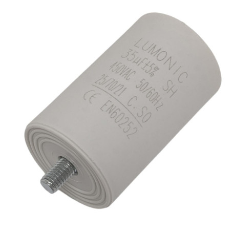 Lumonic Condensateur de démarrage avec Prise De Courant 6,3x0,8mm I 35µF 450V I 45x75mm I 35uF I Condensateur de moteur avec boî