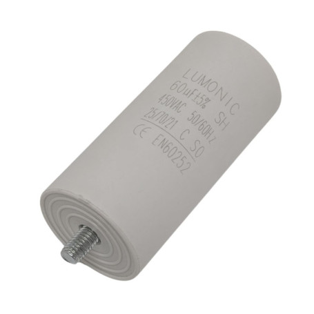 Lumonic Condensateur de démarrage avec Prise De Courant I 60µF 450V I 45x100mm I 60uF I Condensateur de moteur avec boîtier en p