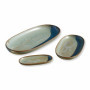 LOBERON Lot de 3 plateaux de service Biarré, turquoise/marron