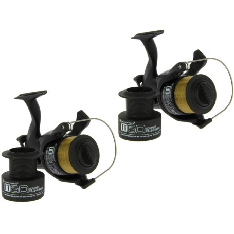 Lot de 2 moulinets de pêche à la carpe TT 60 avec ligne