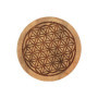 NKlaus Dessous de verre rond Fleur de vie 10 cm – En bois de manguier gravé, idéal pour verres, cristaux, rituels et décoration 