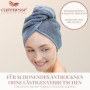 Carenesse Cheveux Turban tête Gris Anthracite avec Bouton 100% Coton, 24 x 70 cm, Serviette pour Cheveux, Chiffon Sec, Serviette
