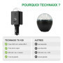 Technaxx Chargeur Voiture USB – Charge Rapide QC3.0 & USB-C avec Effet Disco LED Sonore – Chargeur Allume-Cigare 12V avec Batter