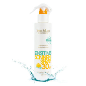 Jean & Len Sensitiv Spray solaire 30 SPF résistant à l'eau, pour peaux sensibles, sans silicones, nanoparticules, octocrylène, m
