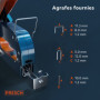 Presch Kit d'agrafeuse manuelle professionnelle - Agrafeuse murale avec un assortiment de 600 agrafes pour le bois, le tissu, le