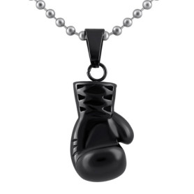 Hanessa Bijou pour homme noir gant de boxe collier en acier inoxydable chaîne cadeau de Noël homme boxe, sport, combat cadeau de