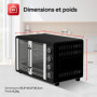TurboTronic Mini four à chaleur tournante, 45 l, noir, 2000 W, tournebroche, minuterie, mini four, plaque de cuisson, éclairage 