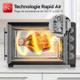 TurboTronic Mini four à chaleur tournante, 45 l, noir, 2000 W, tournebroche, minuterie, mini four, plaque de cuisson, éclairage 