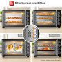 TurboTronic Mini four à chaleur tournante, 45 l, noir, 2000 W, tournebroche, minuterie, mini four, plaque de cuisson, éclairage 