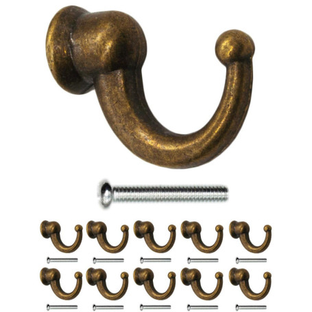 Fuxxer Lot de 10 crochets de porte-manteaux antiques en laiton bronze rétro