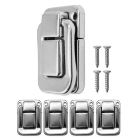 Fuxxer - 4 x fermoirs en U pour coffres, caisses, coffres, coffres, design vintage en laiton 47 x 32 mm, argenté/chromé