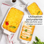 MIAMIO – Ensemble de 3 plats à gratin/Plat à cuisson rectangulaire en céramique, ensemble empilable de 3 pièces, 850 ml, 1650 ml